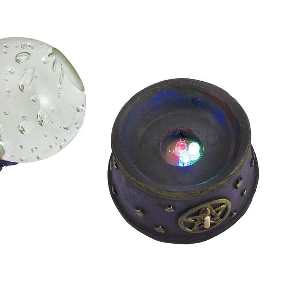 Majestic Wolf LED Light Crystal Ball Statue Pagan Wicca Pentacle - Picture 2 of 6